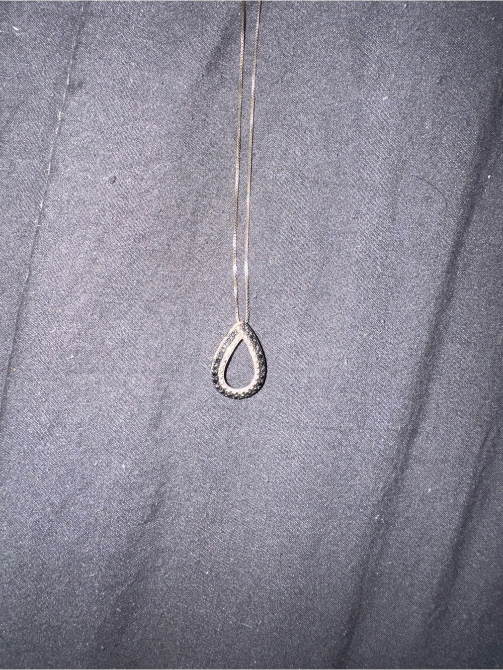 Elegant Black & White Diamond Teardrop Pendant Necklace - Women Jewelry